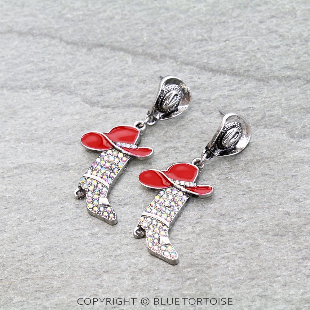 Western Cowboy Boot and Hat Stud Earrings