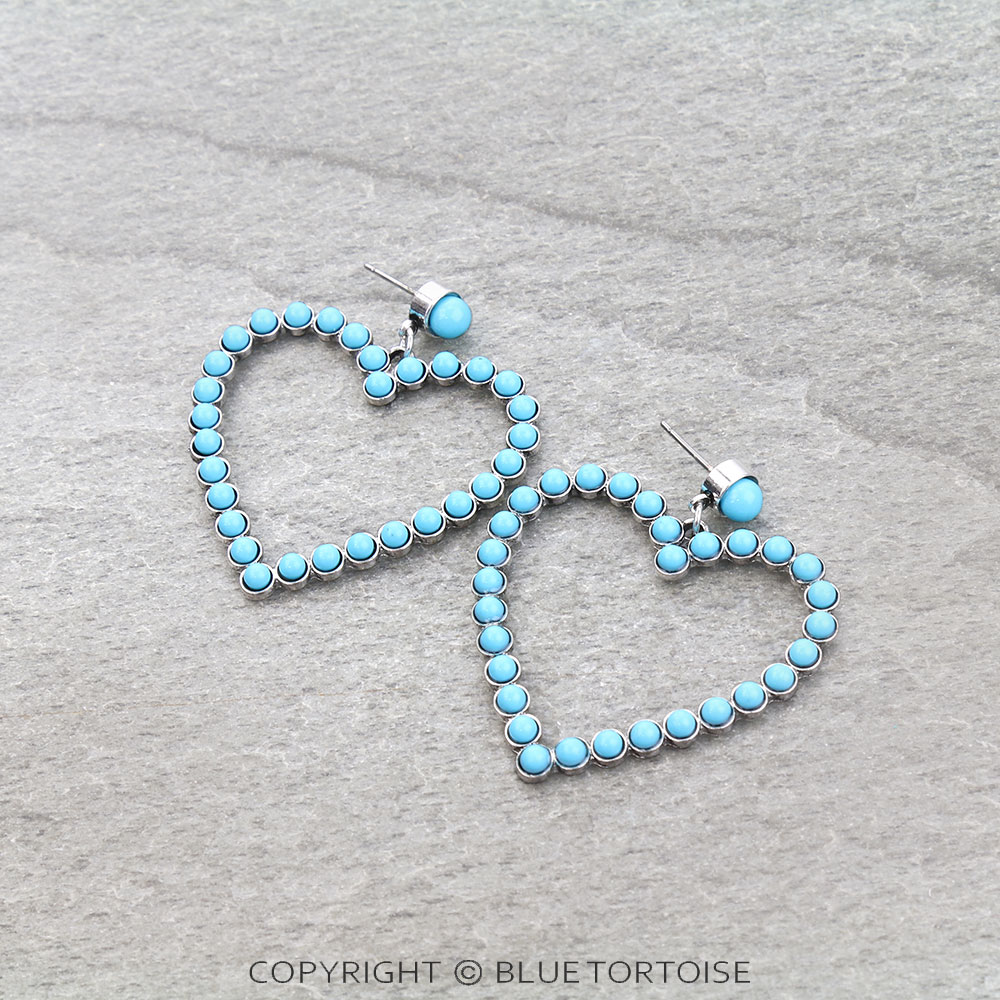 Western Heart Stone Stud Earrings