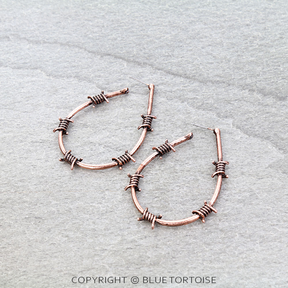 Western Barbed Wire Teardrop Stud Earrings