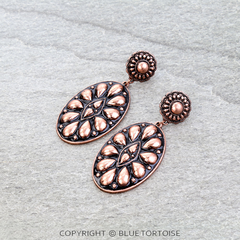 Western Ball TXR Oval Concho Stud Earrings