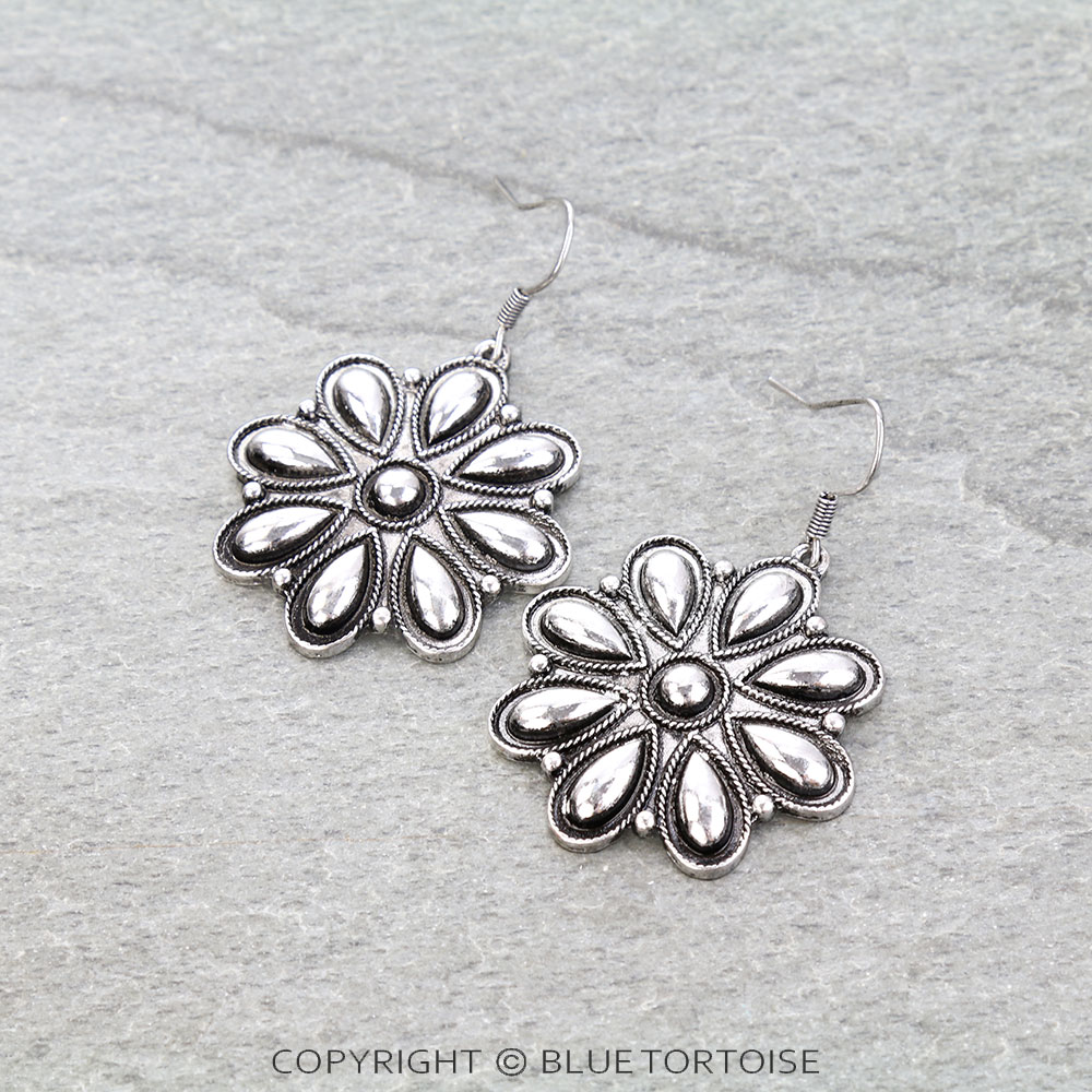 Western Ball TXR Concho Dangle Earrings