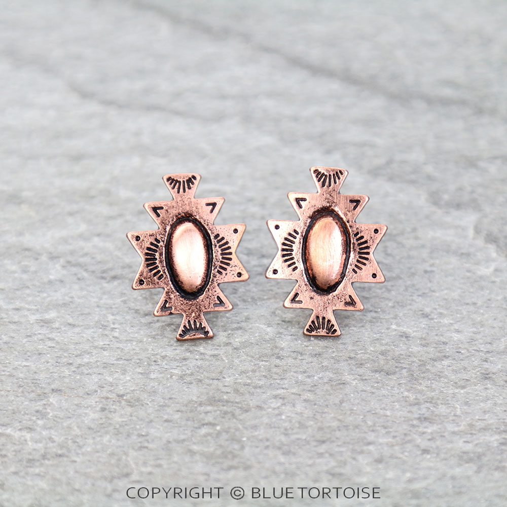 Western Brushed Aztec Stud Earrings
