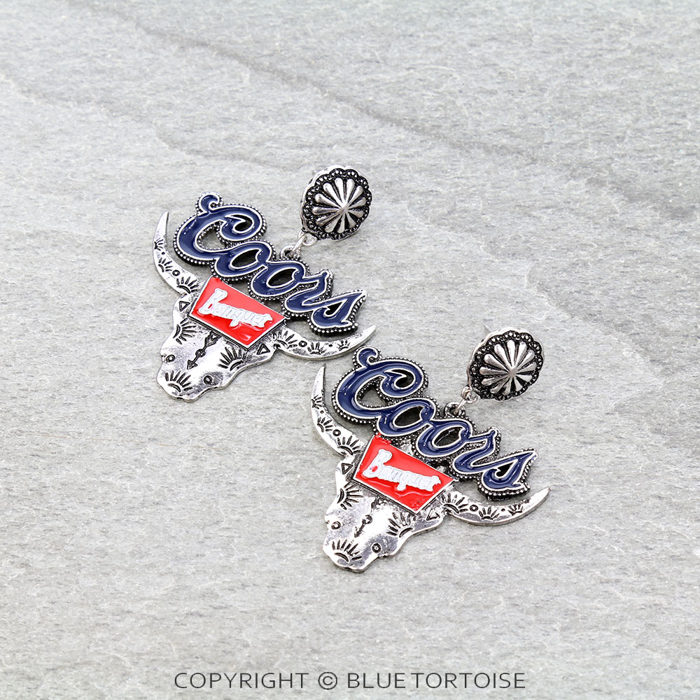 Western Epoxy Beer Logo Stud Earrings