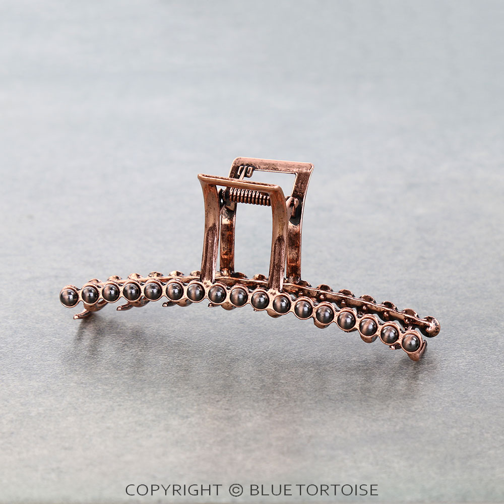 4.25" Navajo Style Pearl Banana Hair Claw Clip