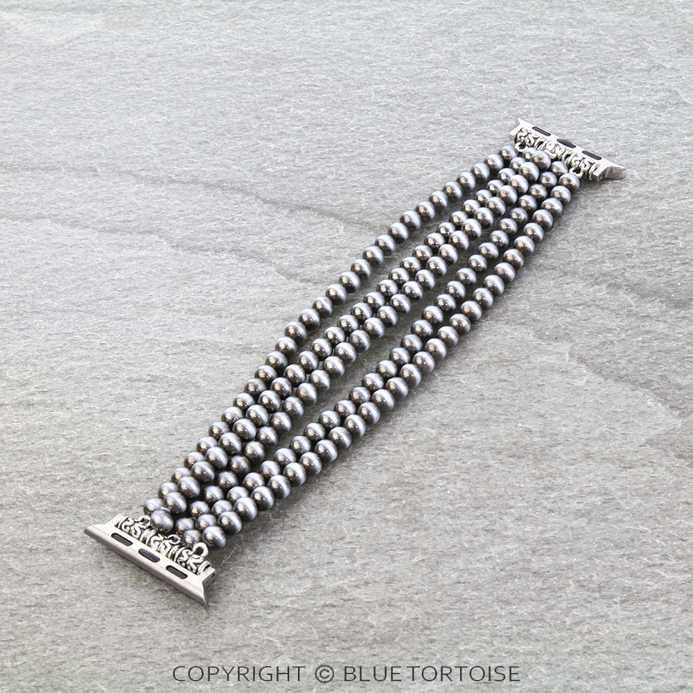 Western Navajo Style Pearl Stretch Apple Watch Band