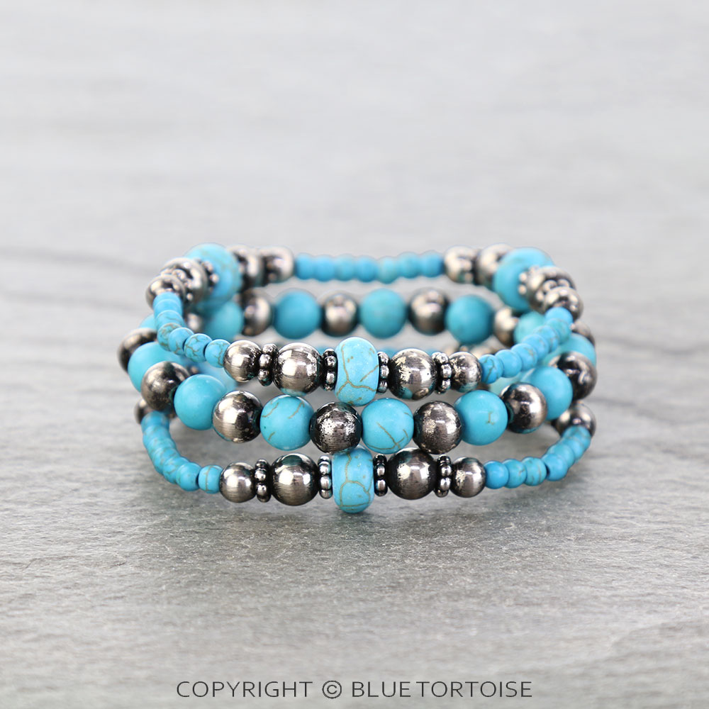 Western Navajo Style Pearl & Bead Stackable Bracelet