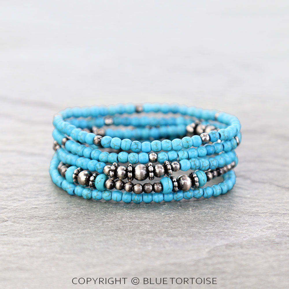 Western Navajo Style Pearl & Bead Stackable Bracelet