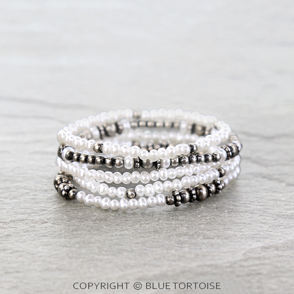 Western Navajo Style Pearl Stackable Bracelet