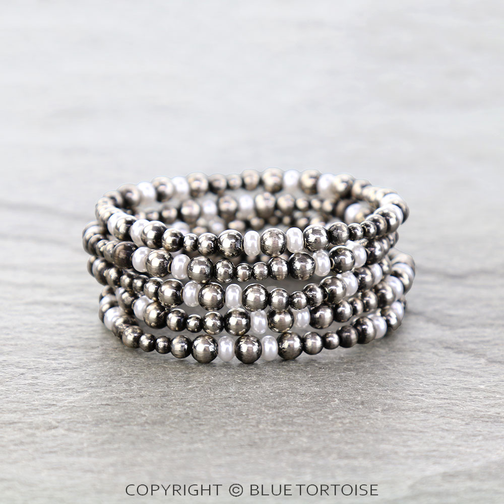 Western Navajo Style Pearl Stackable Bracelet