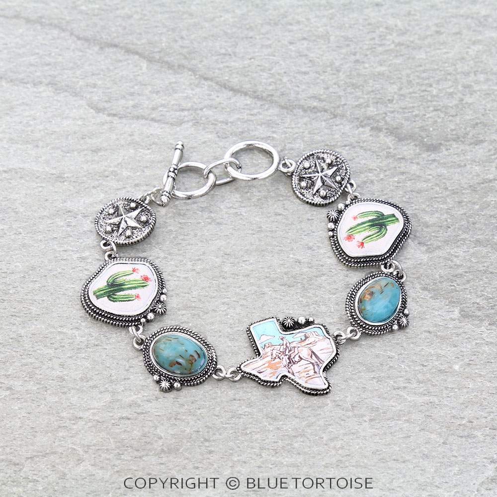 Western Texas Map Landscape Print Toggle Bracelet