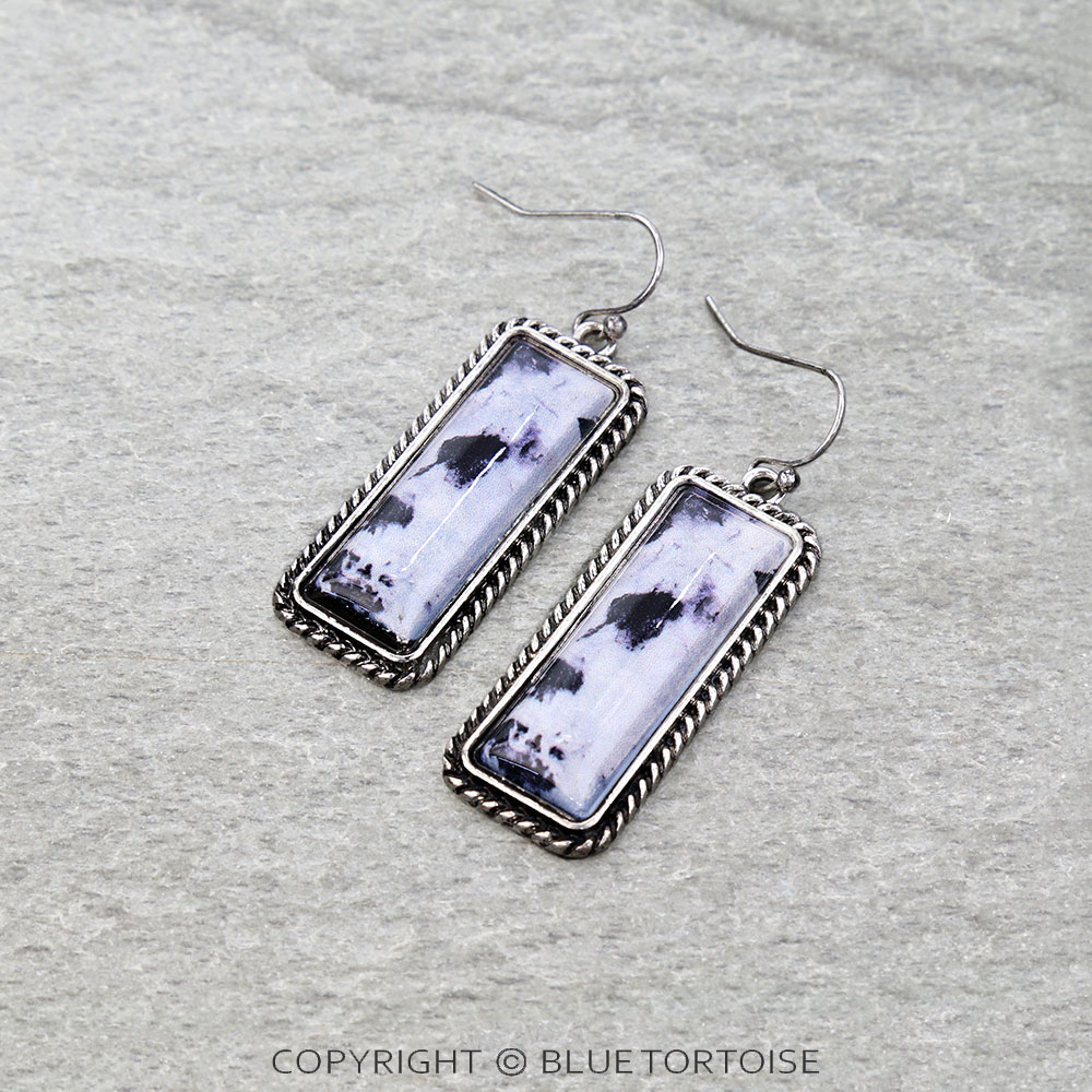 Western Bar Stone Dangle Earrings