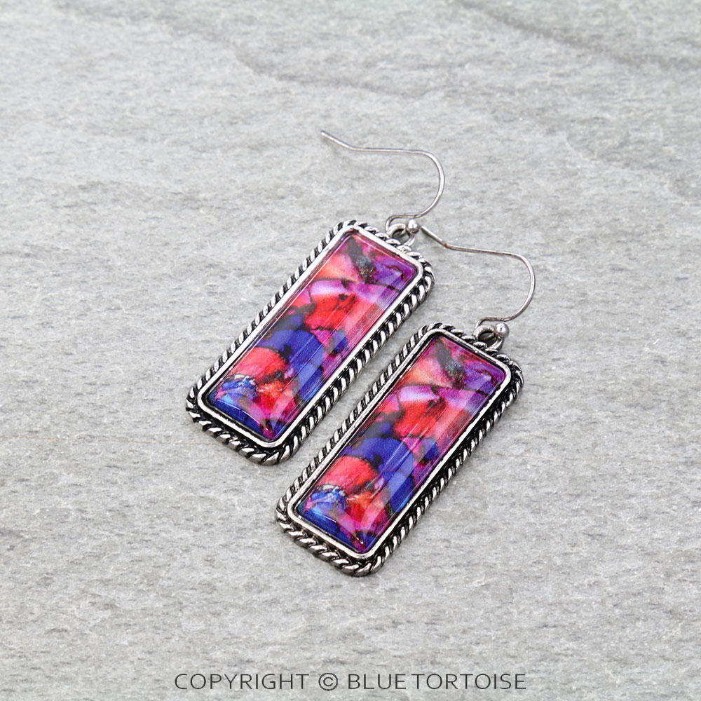 Western Bar Stone Dangle Earrings