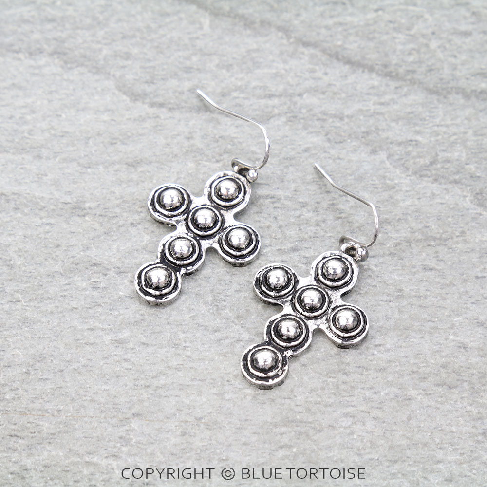 Western Ball TXR Cross Dangle Earrings