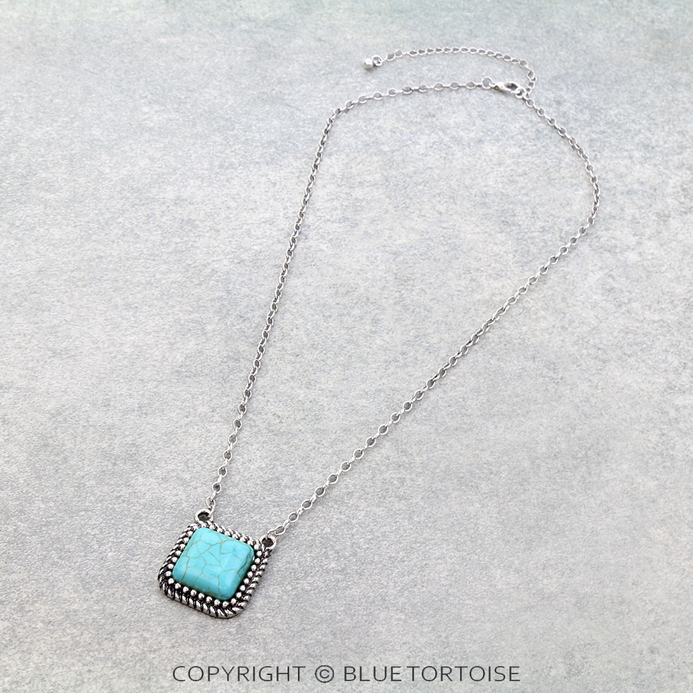 Western Square Stone Necklace