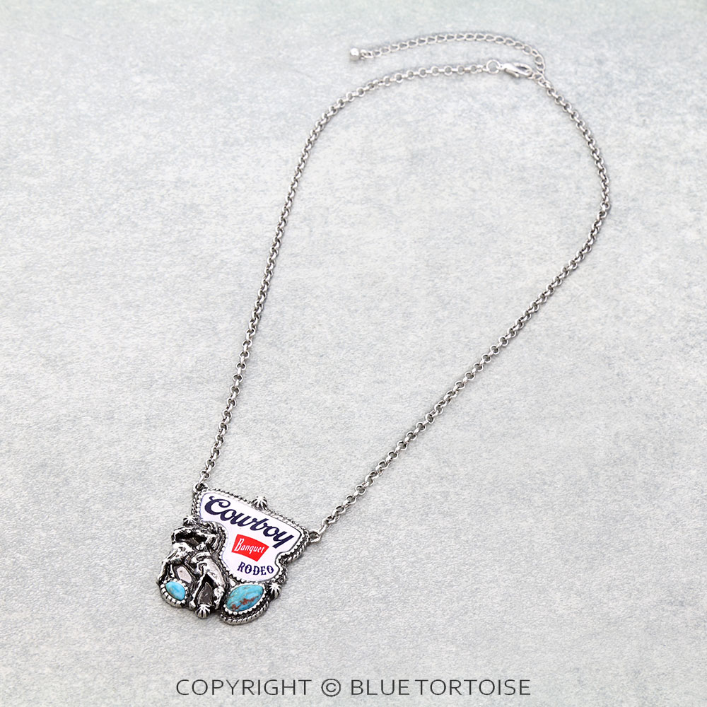 Western Horse Logo Print Necklace