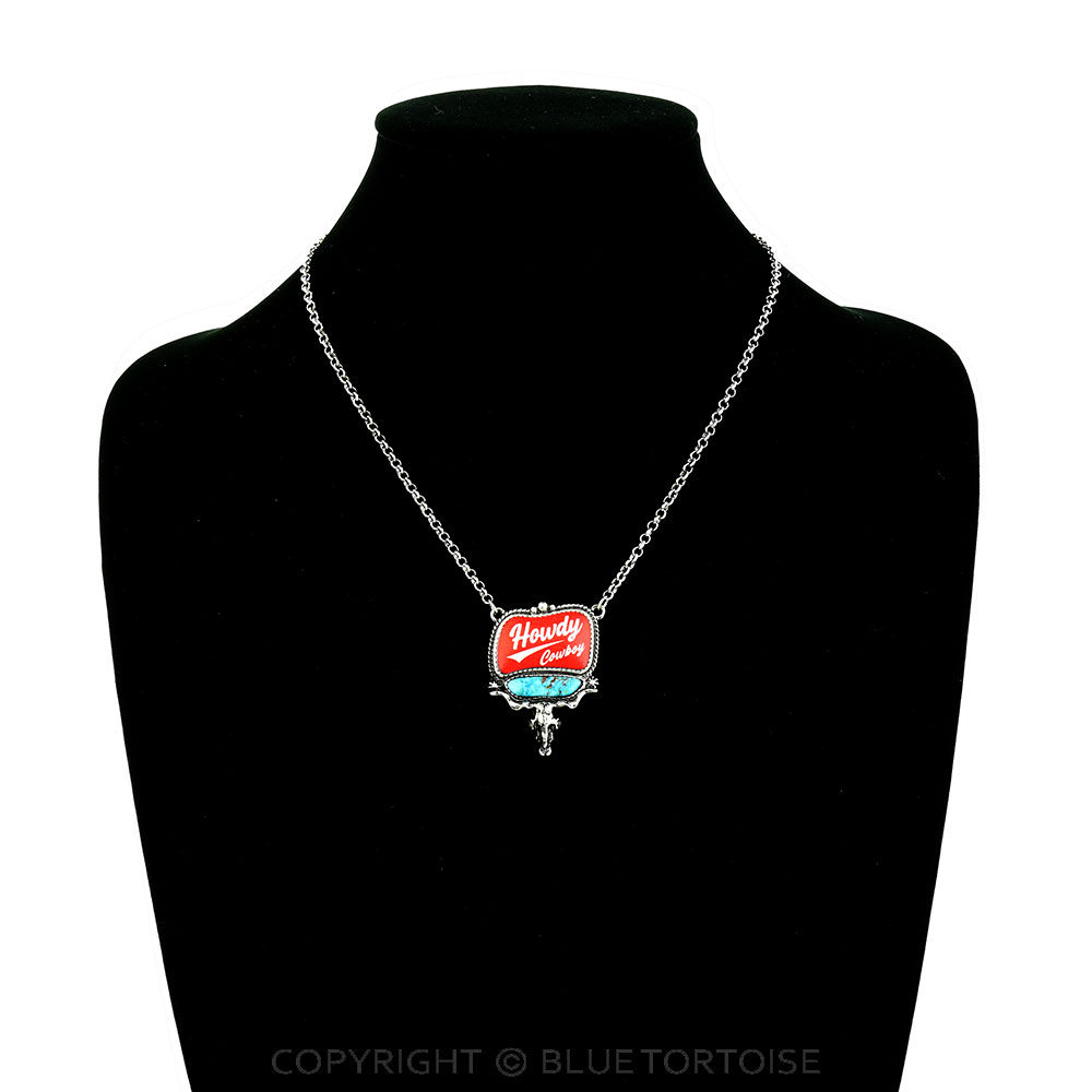 Western Steer Skull Logo Print Necklace - Image 2