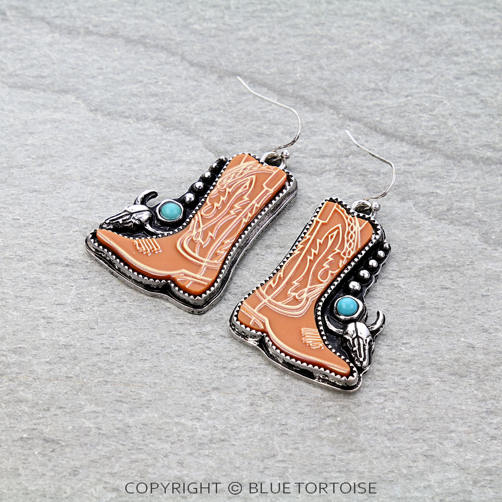Western Cowboy Boot Dangle Earrings