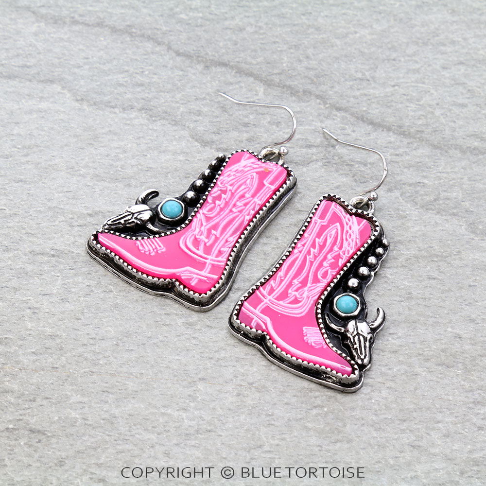 Western Cowboy Boot Dangle Earrings