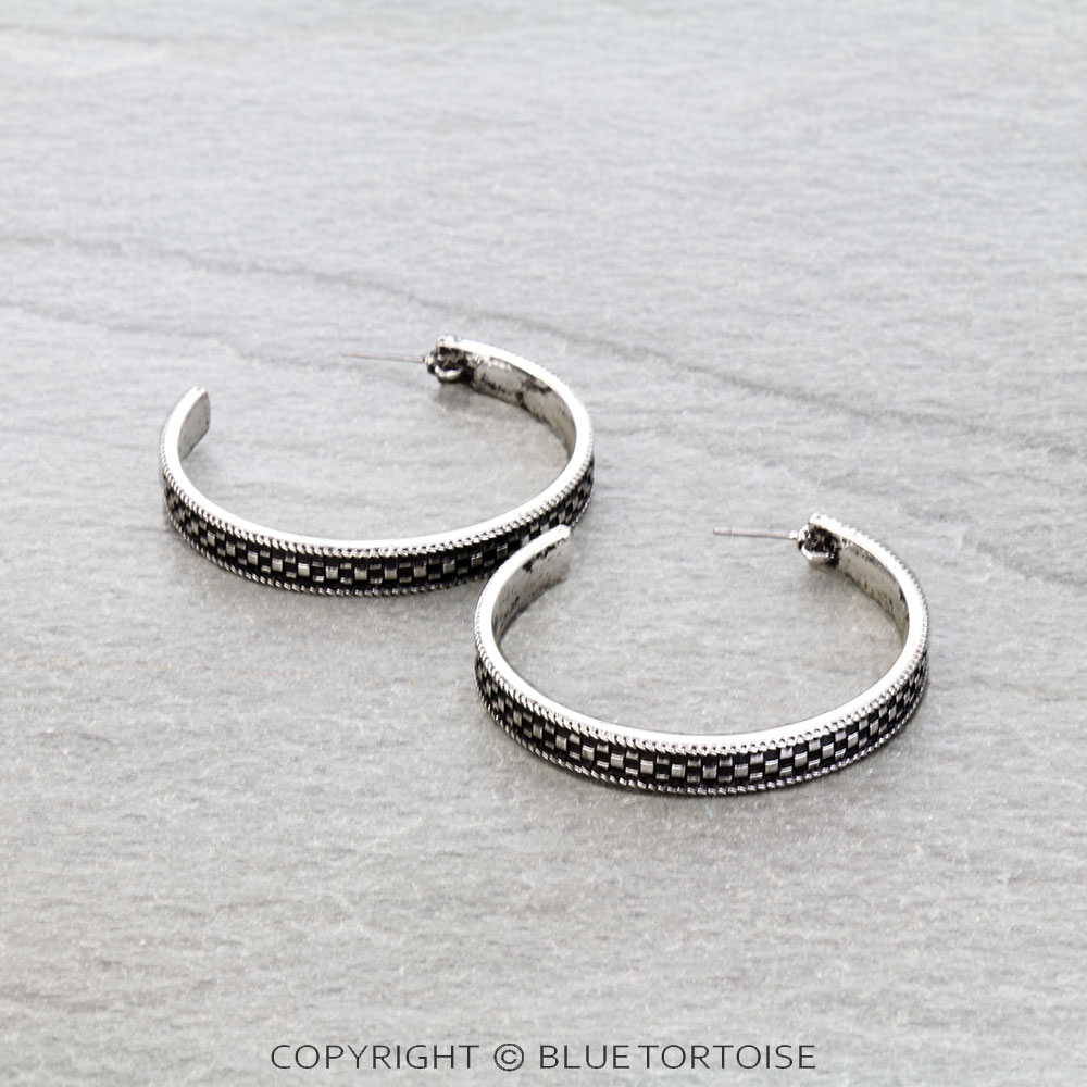 1.75" Western Checker Hoop Earrings