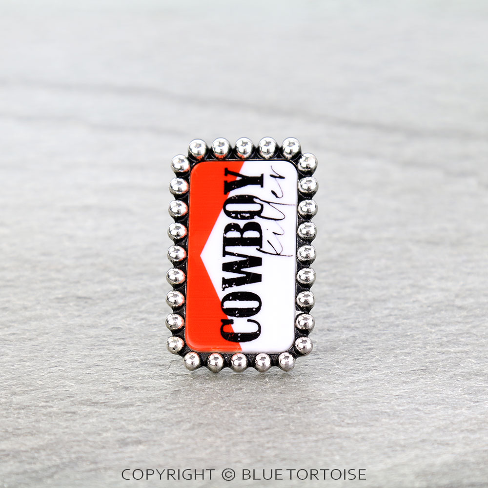 Western Cowboy Killer Rectangle Cuff Ring - Image 3