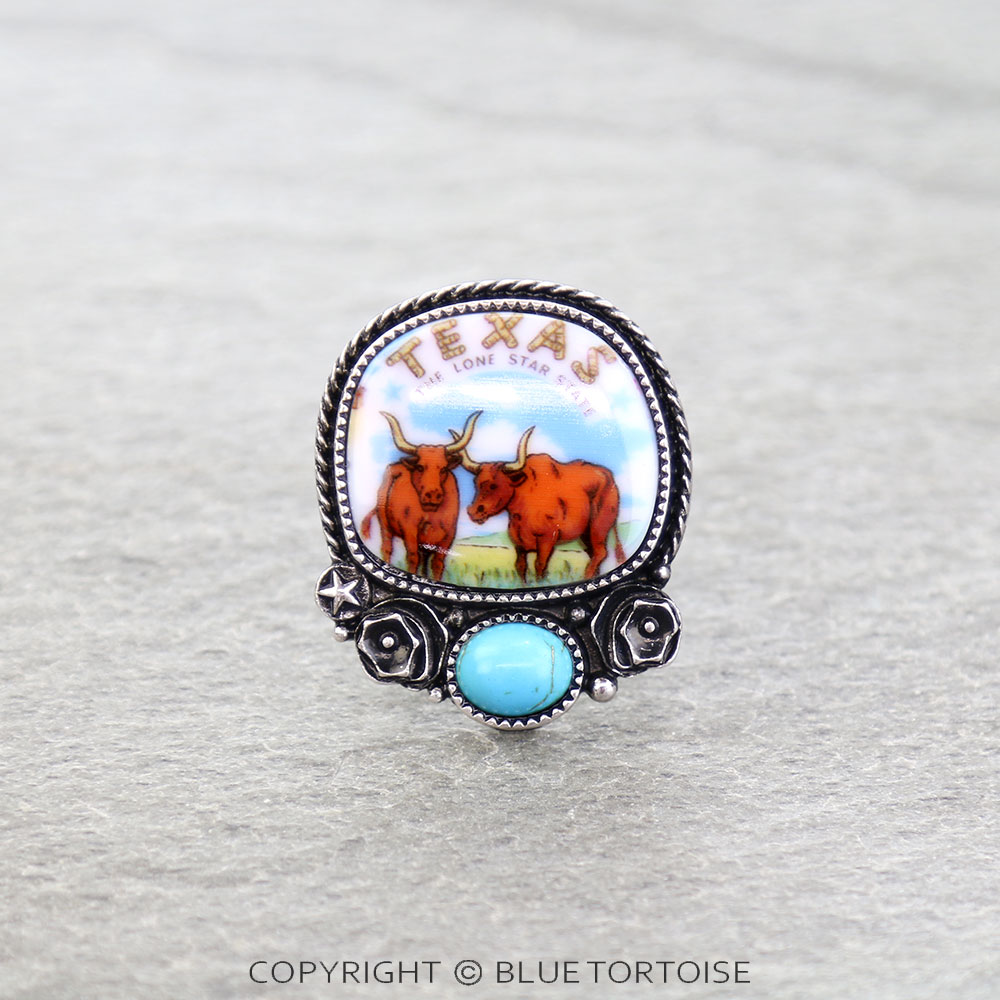 Western Cow Portrait Cuff Ring