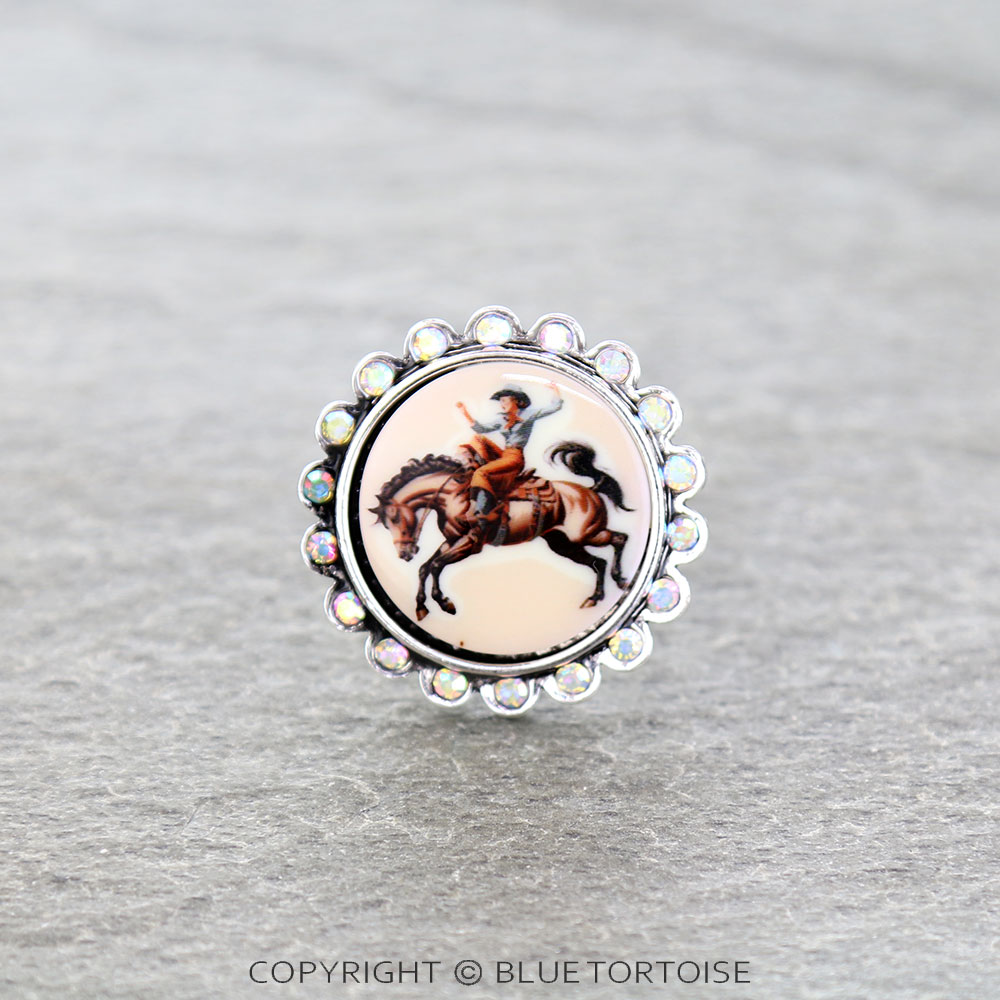 Western Cowgirl Portrait Cuff Ring