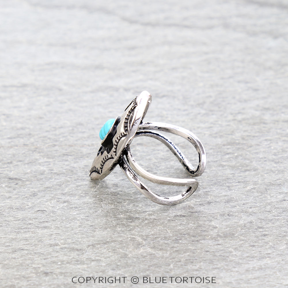 Western Aztec Stone Cuff Ring - Image 2