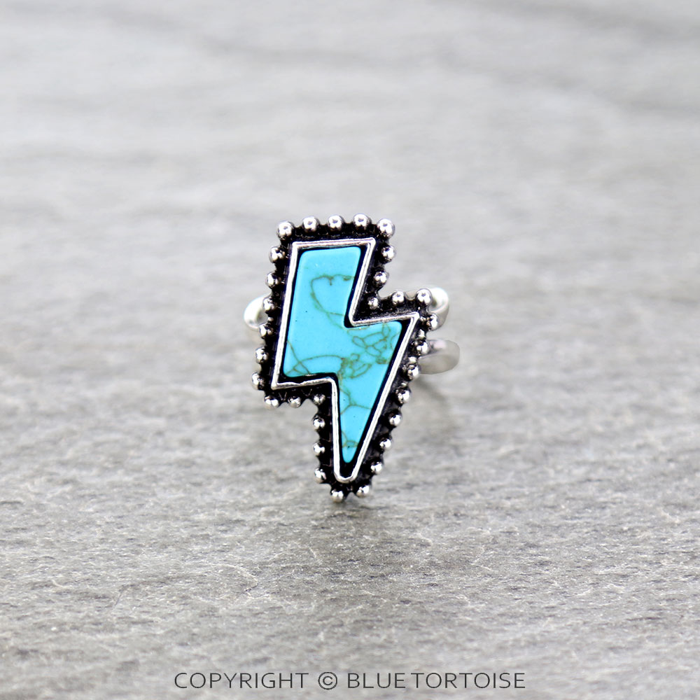 Western Ball Thunder Stone Cuff Ring