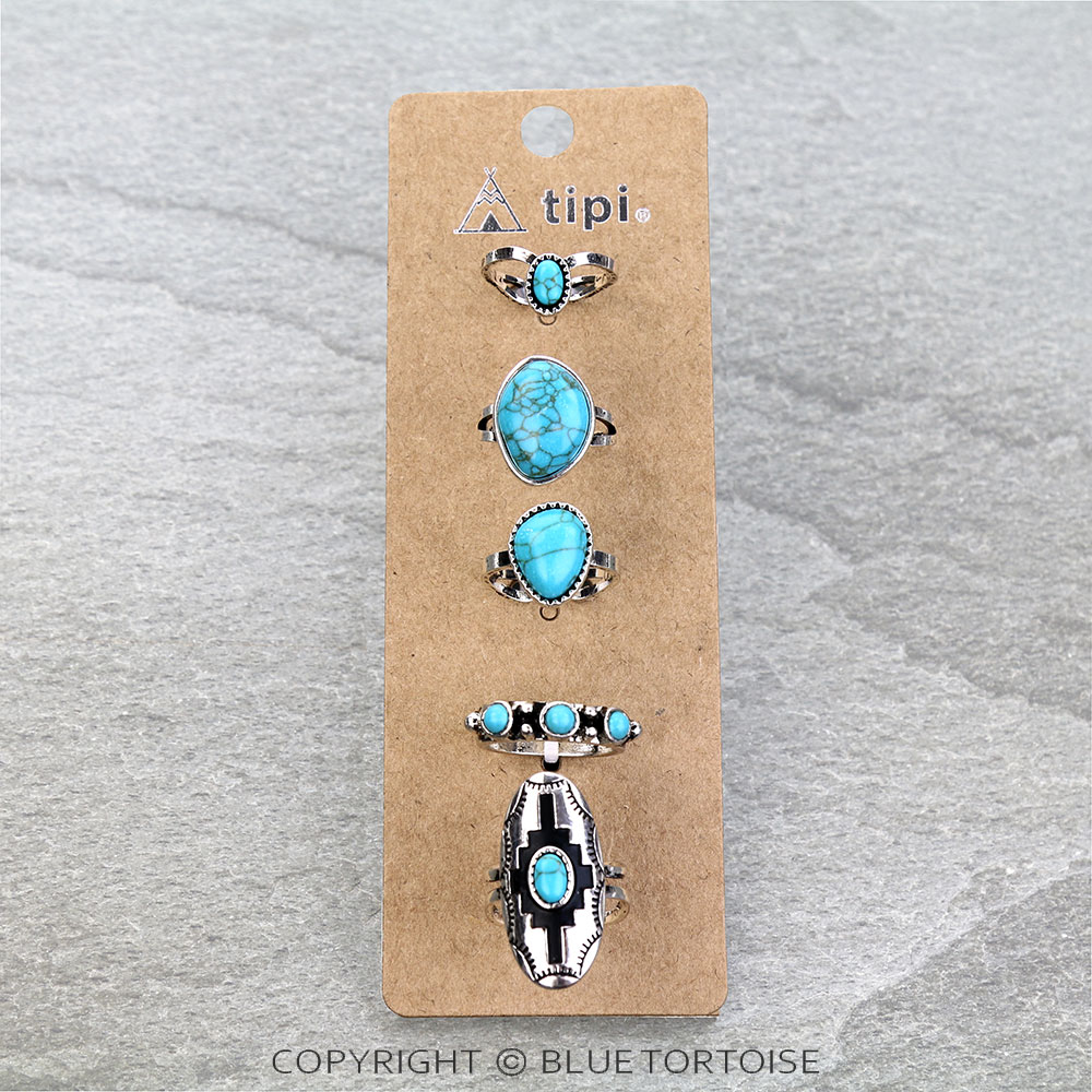 Western Theme 5 Cuff Ring Set