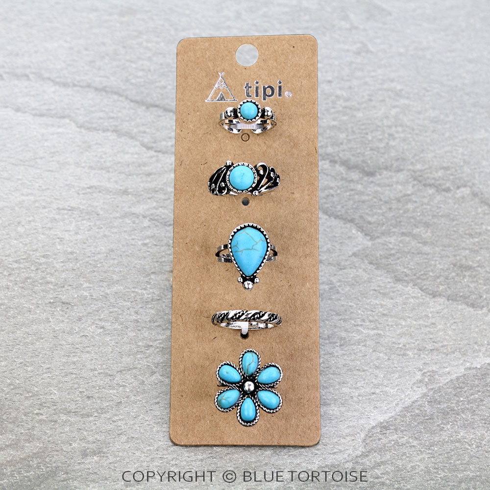 Western Theme 5 Cuff Ring Set