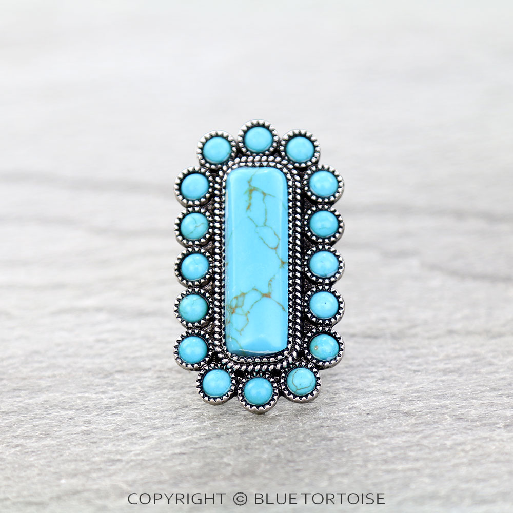 Western Concho Stone Bar Stretch Ring