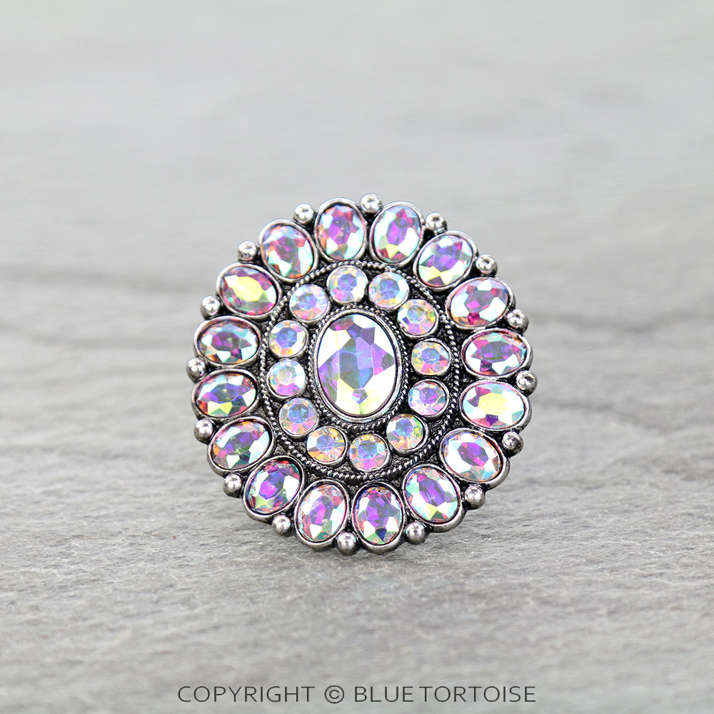 Western Concho Stone Round Stretch Ring