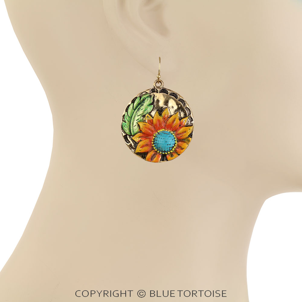 Western Sunflower Dangle Earrings - Image 2