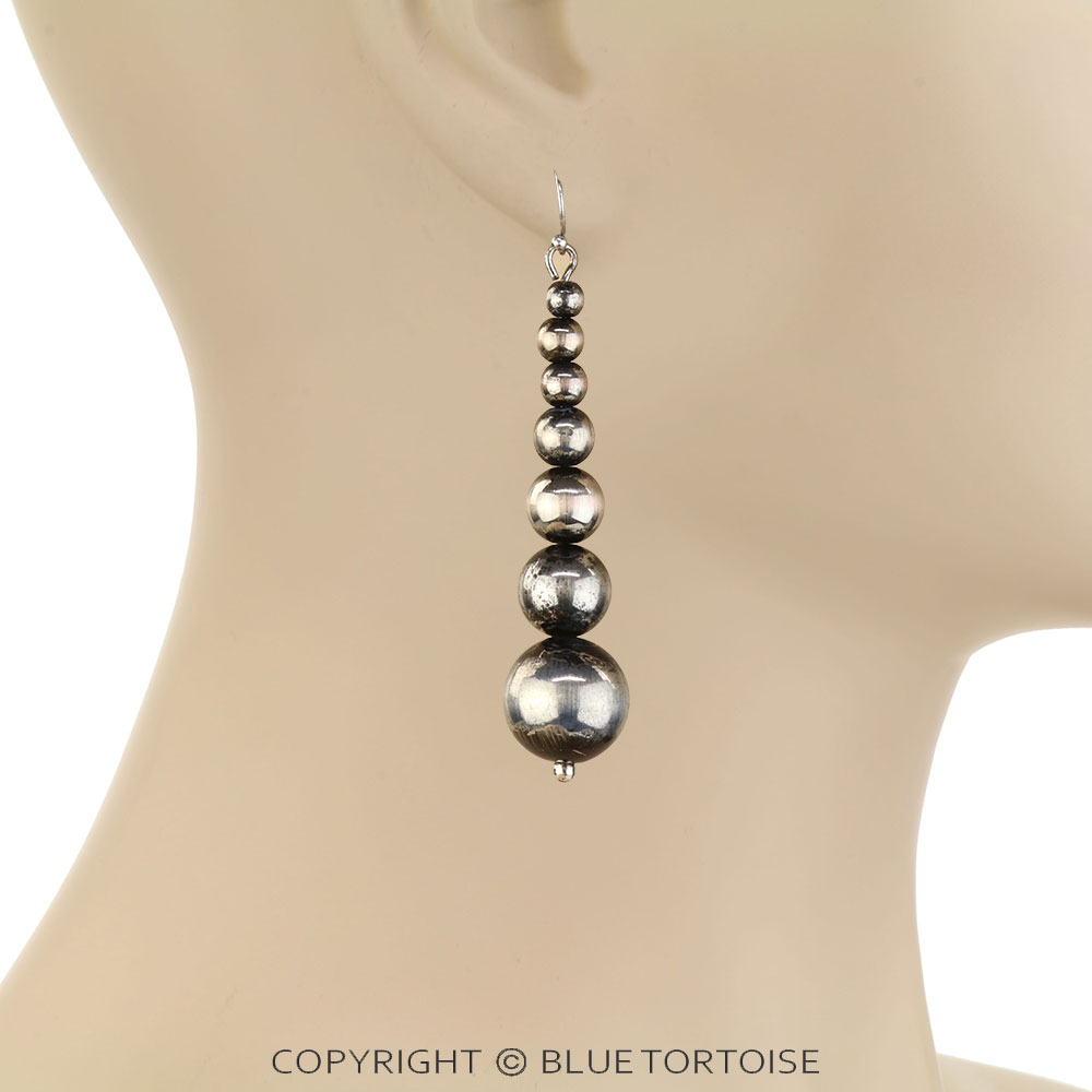 Navajo Style Pearl Drop Dangle Earrings - Image 2
