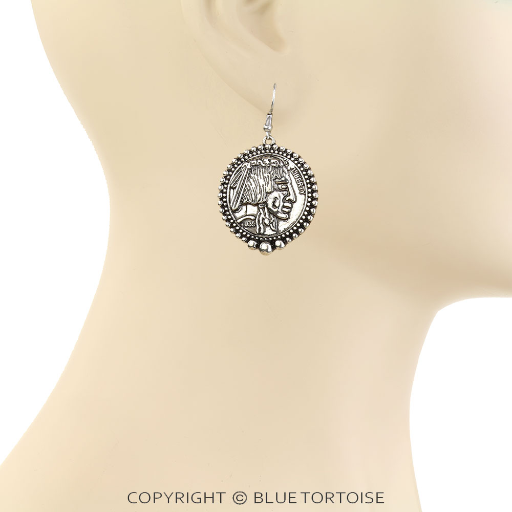 Western TXR Indian Head Dangle Earrings - Image 2