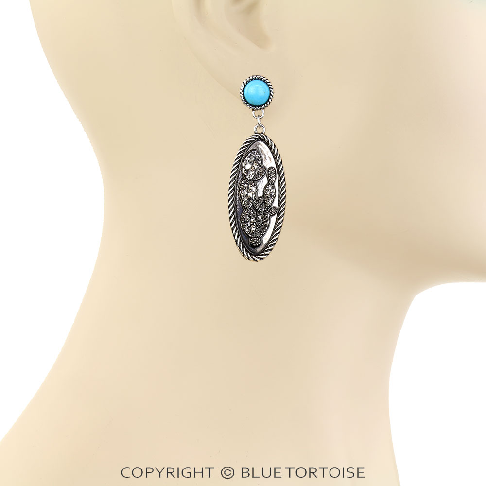 Western Twisted TXR Cactus Stud Earrings - Image 2