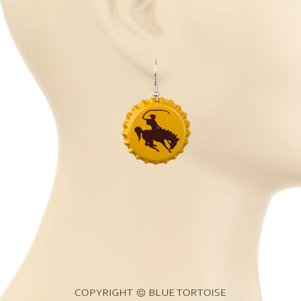 Cowboy Bottle Cap Dangle Earrings - Image 2
