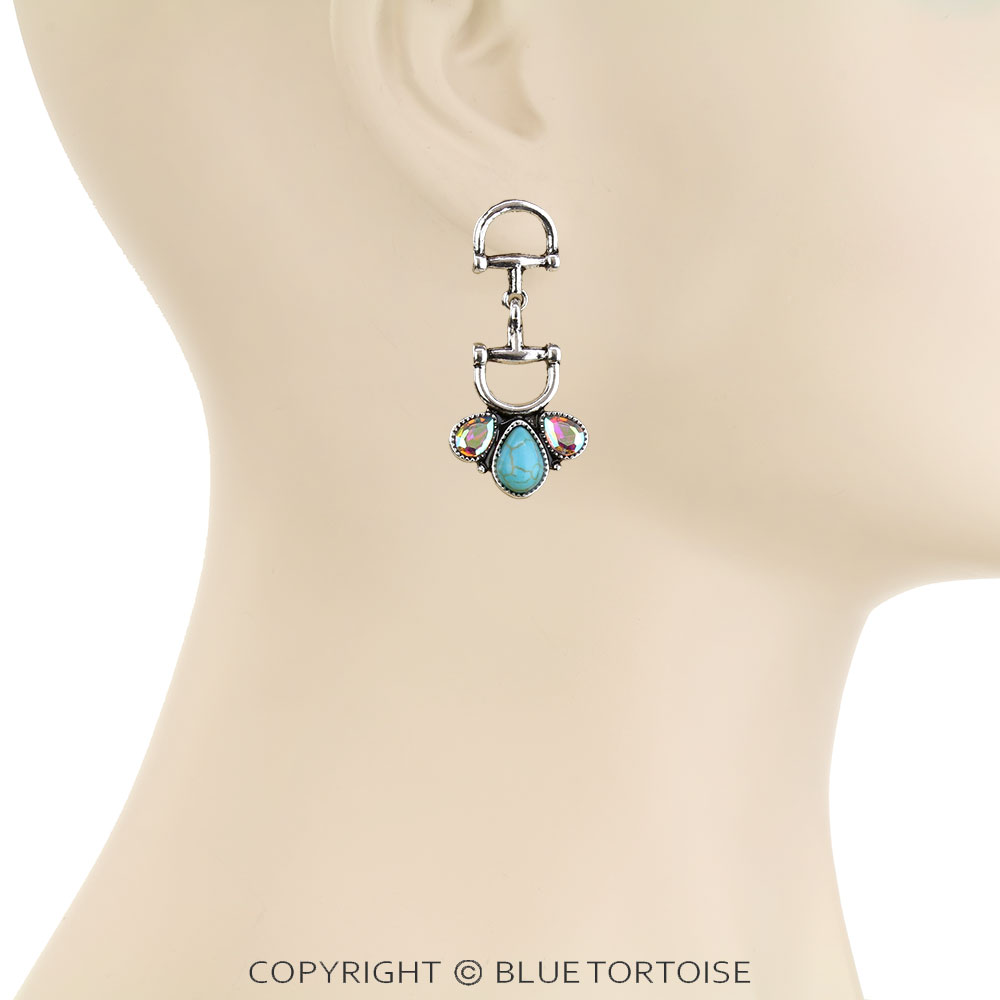 Western Horsebit Stone Stud Earrings - Image 2