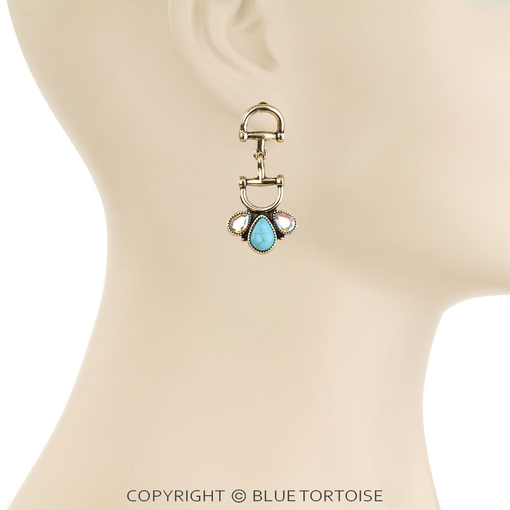 Western Horsebit Stone Stud Earrings - Image 2