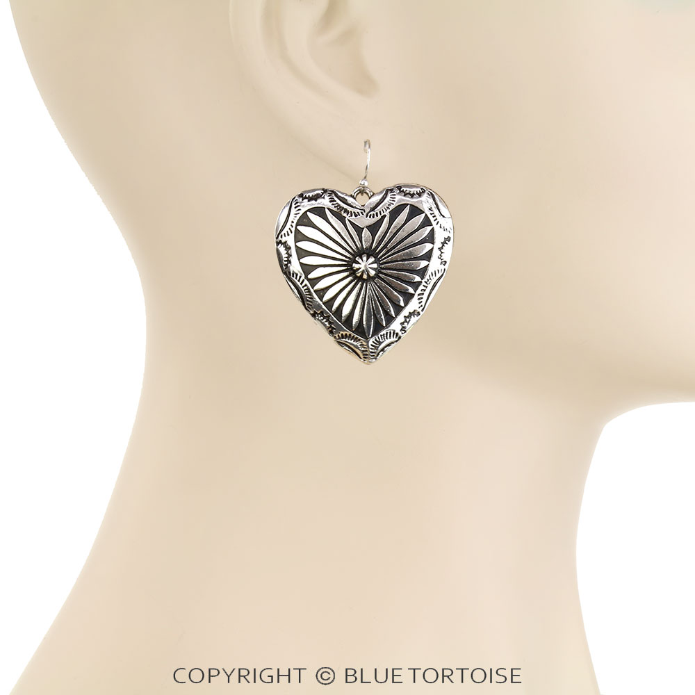 Western Heart Concho Dangle Earrings - Image 2