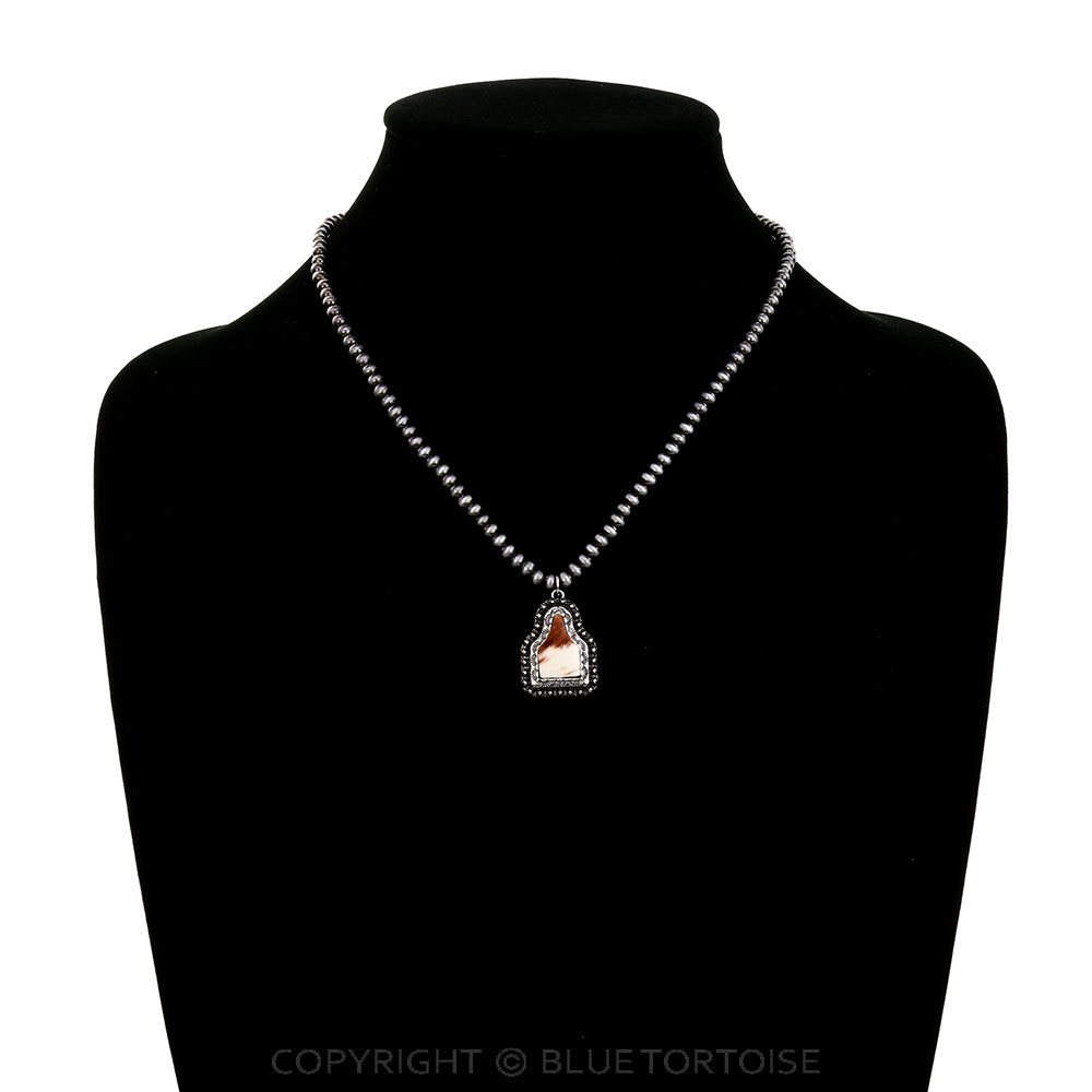 Western Ear Tag Cowhide Necklace - Image 2