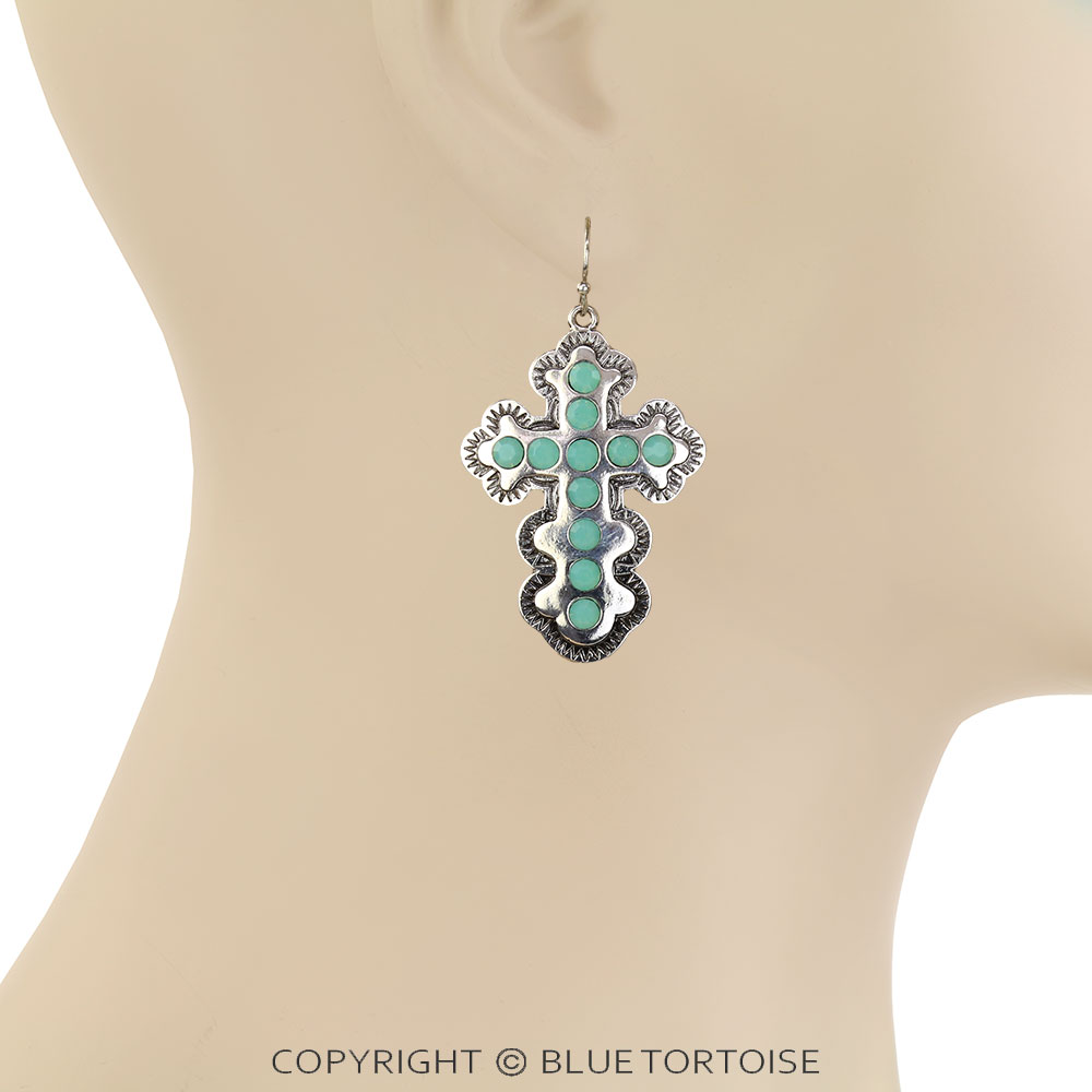 Western Cross Dangle Earrings - Image 2