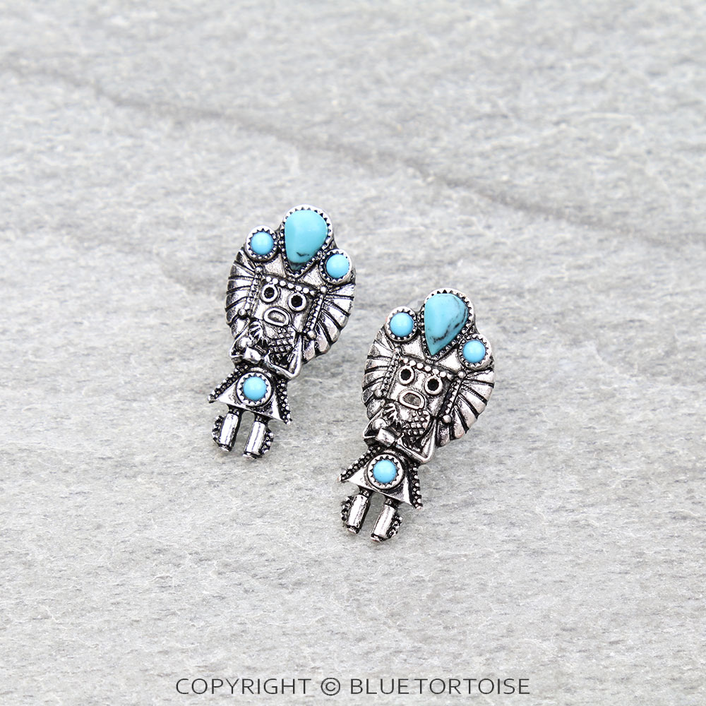 Western Tribal Guardian Stone Stud Earrings
