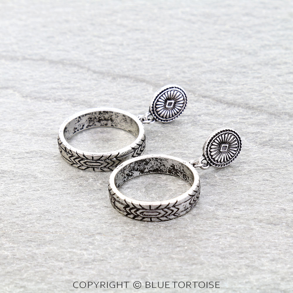 Western Concho Hoop Stud Earrings