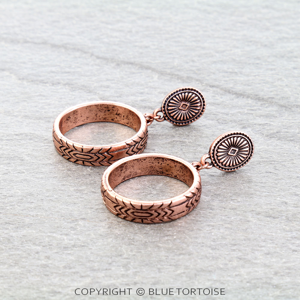 Western Concho Hoop Stud Earrings