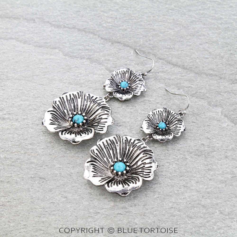 Western Flower Drop Dangle Earrings