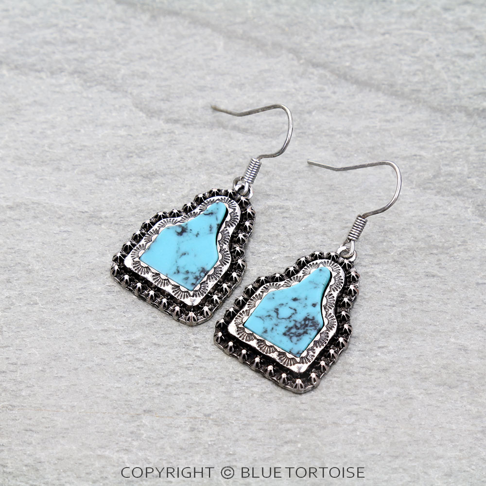 Western Ear Tag Stone Dangle Earrings