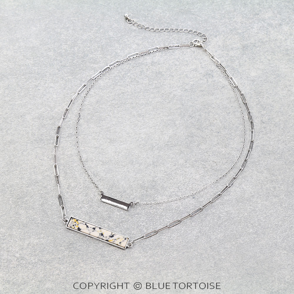 2 Row Semi Precious Stone Bar Necklace