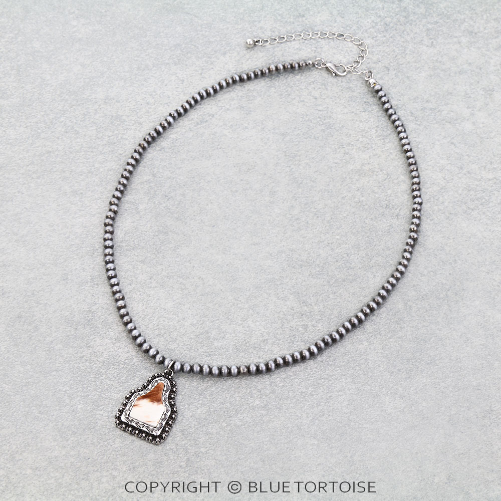 Western Ear Tag Cowhide Necklace