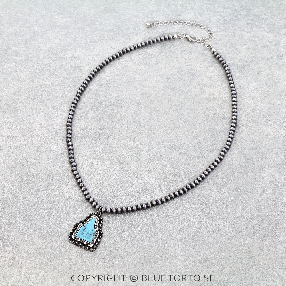 Western Ear Tag Stone Necklace